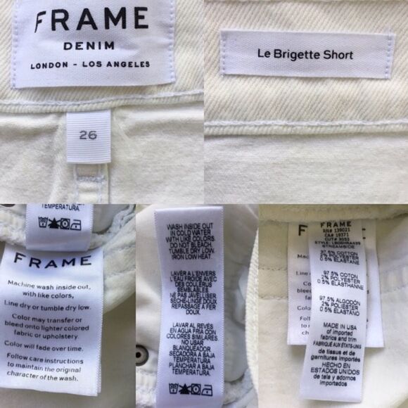 FRAME DENIM High Waisted Dip Dye Denim Shorts White Blue 26 - Picture 9 of 9